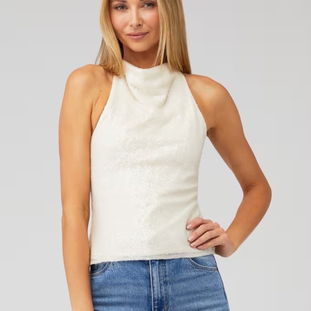 AMANDA UPRICHARD Kimball White Sequin Top - Size XS
